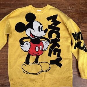 Disney Mickey Mouse Mustard Crewneck Sweater
